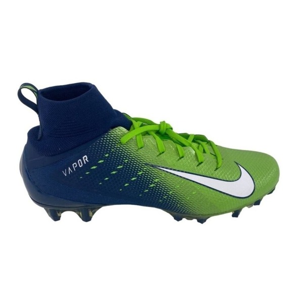 Nike Vapor Untouchable Pro 3 Sz 13.5 Seahawks Neon Green Navy Cleats AO3021-400 - Picture 4 of 7
